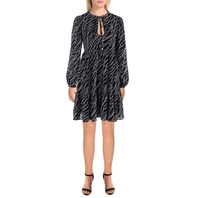 Женское черное свободное мини-платье-сорочка MICHAEL Michael Kors с принтом M BHFO 3013