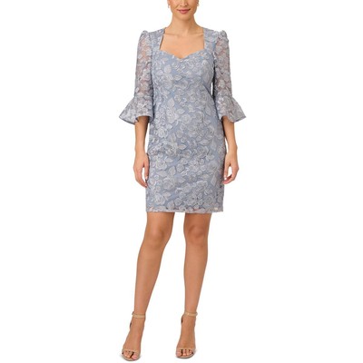 Женское голубое платье для коктейлей и вечеринок с цветочным узором Adrianna Papell 16 BHFO 1701