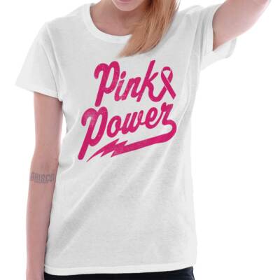 Pink Power Awareness Breast Cancer Survivor Womens Short Sleeve Ladies T Shirt
