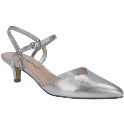 Bella Vita Womens Katriana Silver Slingback Heels 11 Medium (B,M) BHFO 4702
