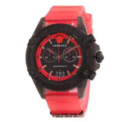 Pre-owned Versace Icon Active Chronograph Quartz Black Dial Men's Watch Vez700221