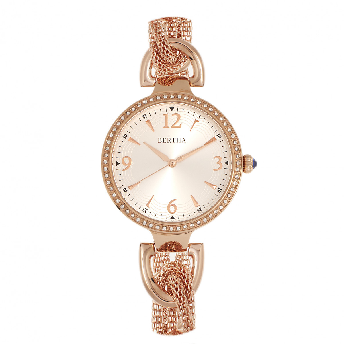 Bertha Sarah Women S Silver Dial Rose Gold Charm Bracelet Watch Bthbr06 Ebay