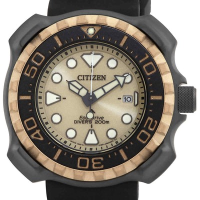 Pre-owned Citizen Eco-drive Promaster Marine Gold Dial Men's Watch Bn0226-10p