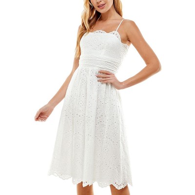 Женское белое приталенное платье-клеш City Studio Womens 7 BHFO 2966