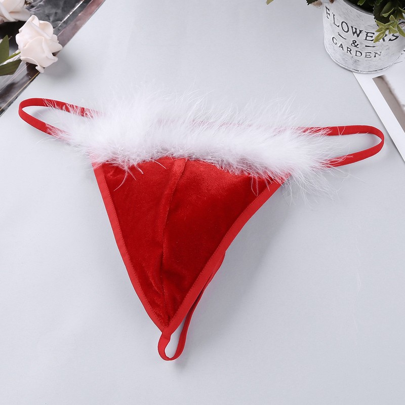 Christmas Mens Lingerie Soft Velvet Low Rise G String Thongs Bikini My XXX Hot Girl