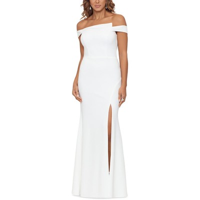 Женское белое вечернее платье Xscape с боковым разрезом на груди и мягкой подкладкой, платье Petites 4 BHFO 3314