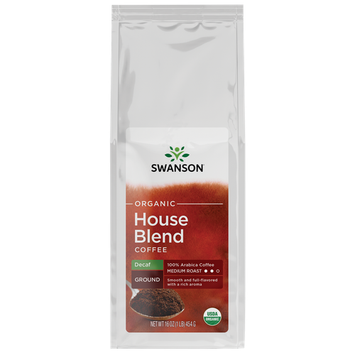 Молотый кофе Swanson Organic House Blend без кофеина средней обжарки, упаковка 16 унций