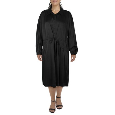 Женское платье-рубашка миди с черным воротником Nina Parker для работы плюс 2X BHFO 8733