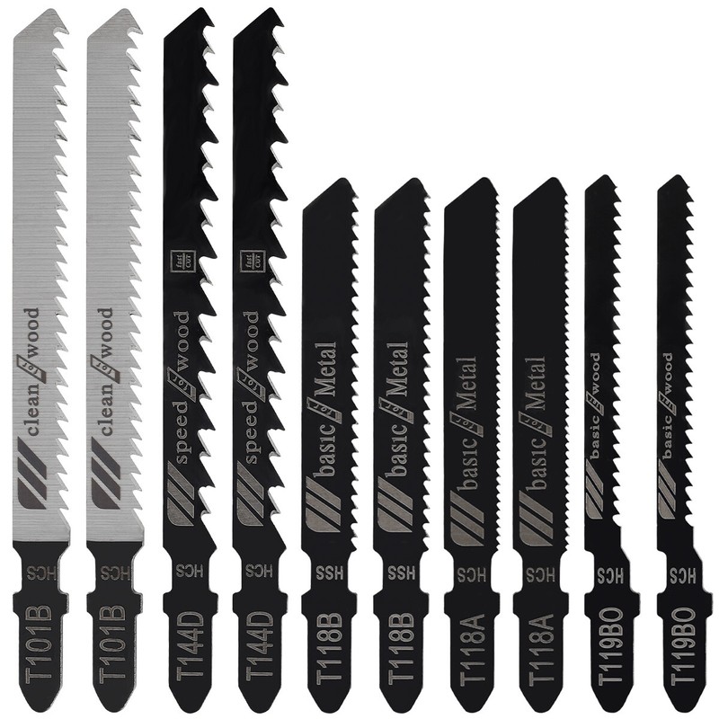 10/50PCS T-shank HCS Jig Saw Blades Set Wood Thin Metal Cutting Jigsaw Blade&middot;