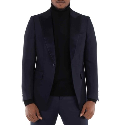 Pre-owned Burberry Wool Silk Blend English Fit Tailored Blazer Jacket In Blue
