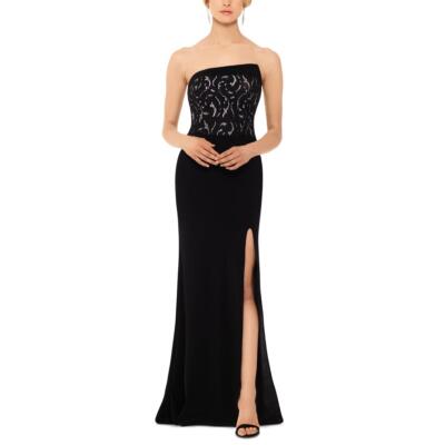 

Черное кружевное длинное вечернее платье Betsy - Adam  BHFO 6480, Black / silver