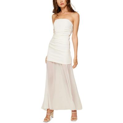 Line & Dot Womens Amara Ivory Strapless Mixed Media Maxi Dress L BHFO 0792