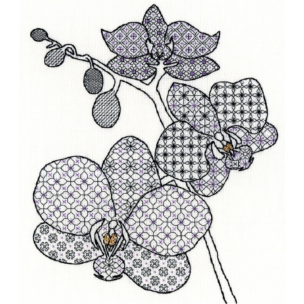 Bothy Threads Blackwork Kreuzstich-Set 'Sonnenblume' – 27x33 Cm, Inkl. Garn, Perlen & Nadel