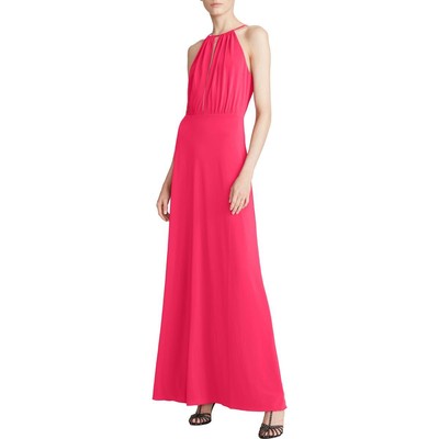

Halston Womens Priscilla Pink Halter Длинное вечернее платье  BHFO 9572, Hot pink
