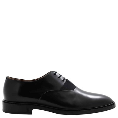 BURBERRY BURBERRY MEN'S NAVY STREAMDALE RIBBON DECORATED LEATHER OXFORD SHOES, BRAND SIZE