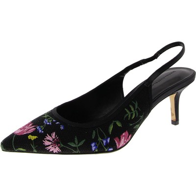 White House Black Market Womens Black Slingback Heels 9.5 Medium (B,M) BHFO 7278