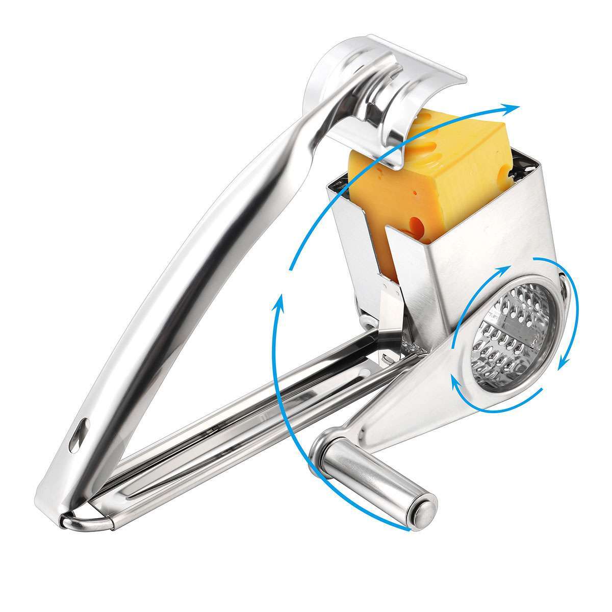 Stainless Steel Hand-Cranked Rotary Cheese Grater Ginger Shredder Kitchen Tool