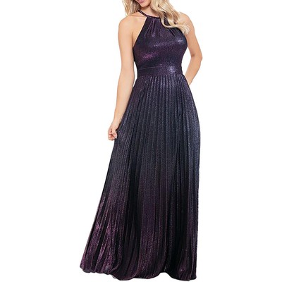 Betsy & Adam Womens Navy Metallic Glitter Halter Dress Petites 6P BHFO 2656