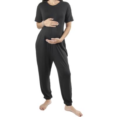 

Комбинезон для беременных Bumpn The Jumpn Mama с напуском и поясом на молнии с короткими рукавами, Черный
