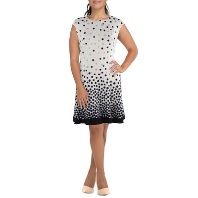 Женское платье-бейсболка в горошек цвета слоновой кости с коротким рукавом London Times для работы 16 BHFO 8140