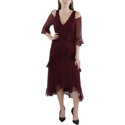 Tahari ASL Womens Hi Low Midi Formal Cocktail And Party Dress BHFO 6418
