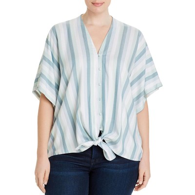 

Женская синяя блузка на пуговицах Cupio Blush с высоким низким верхом и 1 шт. BHFO 4122, Blue multi