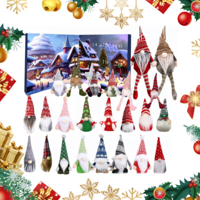 Christmas 24PCS Gnome Decor Xmas Gonk Advent Calendar Stuffed Gonks Decorations