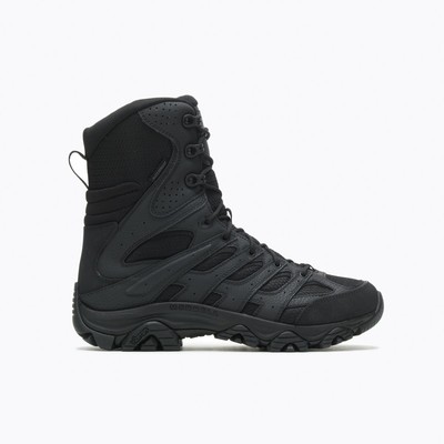 Pre-owned Merrell Work Men's 8" Moab 3 Mid Tactical Zip Waterproof Boot Black - J003907, B