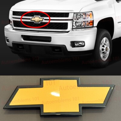 Front Bowtie Emblem Gold Black Fit 2011-2014 Silverado 2500HD 3500HD PT 22829420