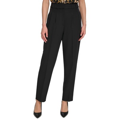 Женские черные плиссированные рабочие брюки DKNY с высокой посадкой 6 BHFO 6146
