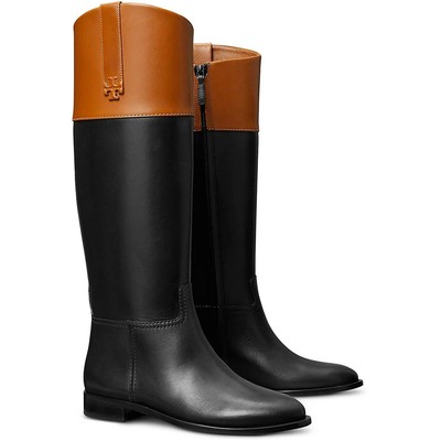 Женские черные кожаные сапоги до колена Tory Burch, размер 7,5 (B,M), BHFO 7620