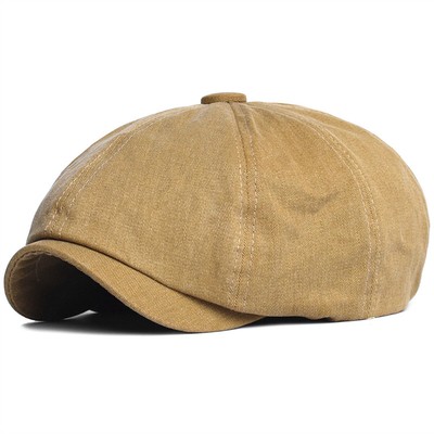 Mens Retro Peaky Beret Hats Octagonal Flat Baker Boy Hat Newsboy Flat Cap