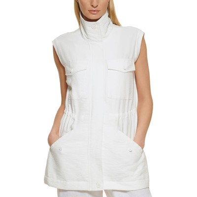 

DKNY Womens Utility Zip-Up Top Vest Shirt BHFO 9719, Цвет слоновой кости