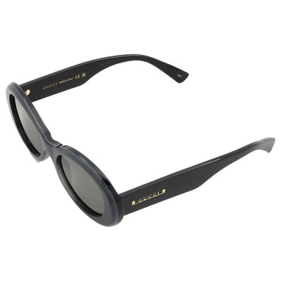Pre-owned Gucci Grey Oval Ladies Sunglasses Gg1587s 001 52 Gg1587s 001 52 In Gray