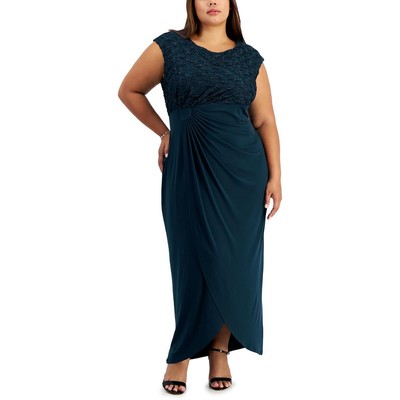 Связанная одежда Женское зеленое трикотажное вечернее платье Gown Plus 18W BHFO 3013