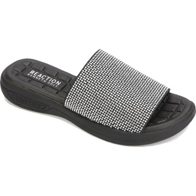 

Kenneth Cole Reaction Womens Four Jewel Slide Silver Slide Sandals BHFO 0915, Silver/black