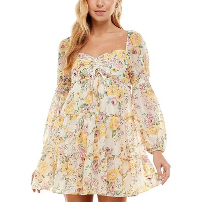

Женское многоярусное мини-платье Babydoll цвета слоновой кости City Studio  BHFO 1924, Ivory/yellow