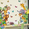 Jungle Animal Wall Decals, Cartoon Animal Sticker Safari Elephant Lion Monkey Wall Decals for Baby Room Playroom Bedroom Classroom Kindergarten Decor