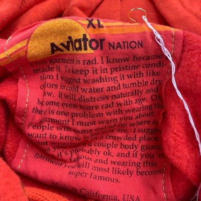 Pre-owned Aviator Nation Bolt Stitch Repeat Relaxed Hoodie Women's Size Xl Red