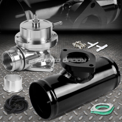 РЕГУЛИРУЕМЫЙ ТУРБО-ПРОДУВОЧНЫЙ КЛАПАН НА 30 ФУНТОВ НА КВАДРАТНЫЙ ДЮЙМ + ПЕРЕХОДНИК ДЛЯ ФЛАНЦЕВЫХ ТРУБ TYPE-S 2.5 СЕРЕБРИСТЫЙ