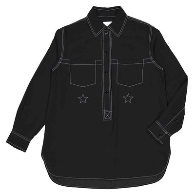 Pre-owned Burberry Ladies Black Gwen Silk Western Shirt, Brand Size 2 (us Size 0)
