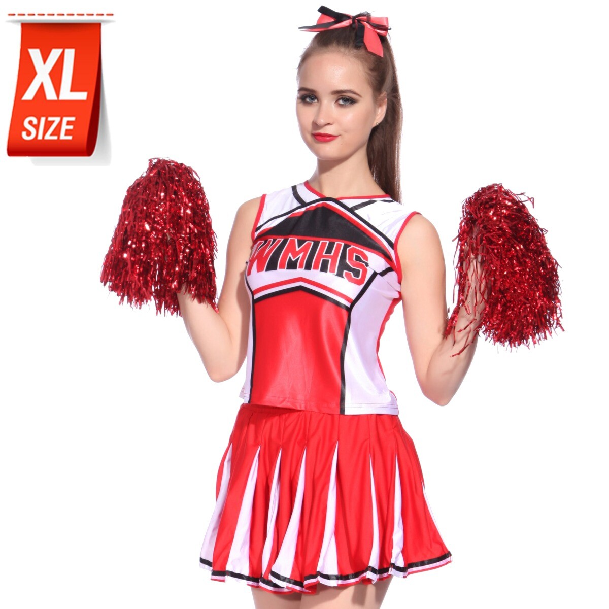 XL RED & WHITE CHEERLEADER OUTFIT Summer Festival Concert Techno Rave Costume