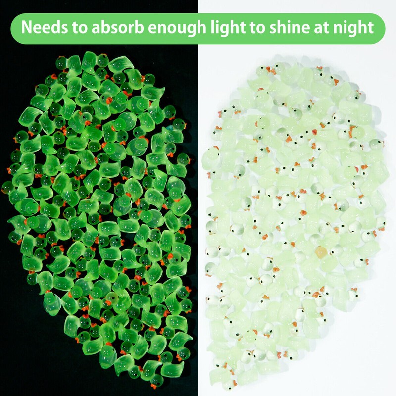 100Pcs Glow In The Dark Mini Resin Ducks - 10 Colors, For Garden & Dollhouse Decor