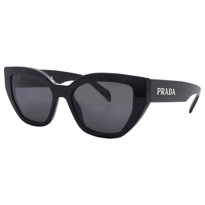 Pre-owned Prada Grey Cat Eye Ladies Sunglasses Pr A09s 1ab5s0 53 Pr A09s 1ab5s0 53 In Gray