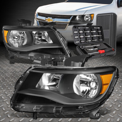 ДЛЯ 15-20 CHEVY COLORADO ЧЕРНЫЙ КОРПУС, ЯНТАРНЫЕ УГЛОВЫЕ ЛАМПЫ ФАР + НАБОР ИНСТРУМЕНТОВ