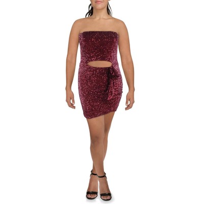 

Женское красное сетчатое мини-платье с пайетками City Studio для юниоров  BHFO 8666, Wine