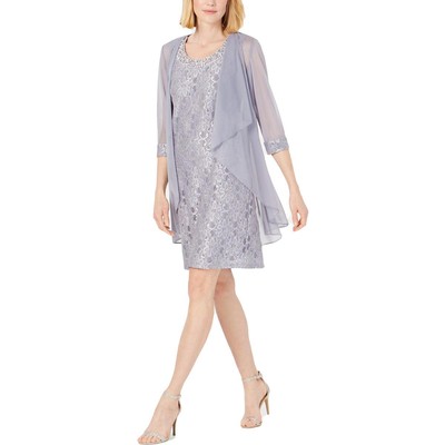 R&M Richards Womens Silver 2PC Party Two Piece Dress 10 BHFO 0254