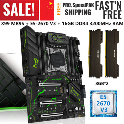 LGA 2011-v3 X99 Motherboard Intel Xeon E5 2670 V3 CPU 16GB DDR4 3200MHz RAM Kit