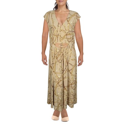 

Женское коричневое платье миди с пряжкой и пряжкой Lauren Ralph Lauren  BHFO 1500, Tan/multi