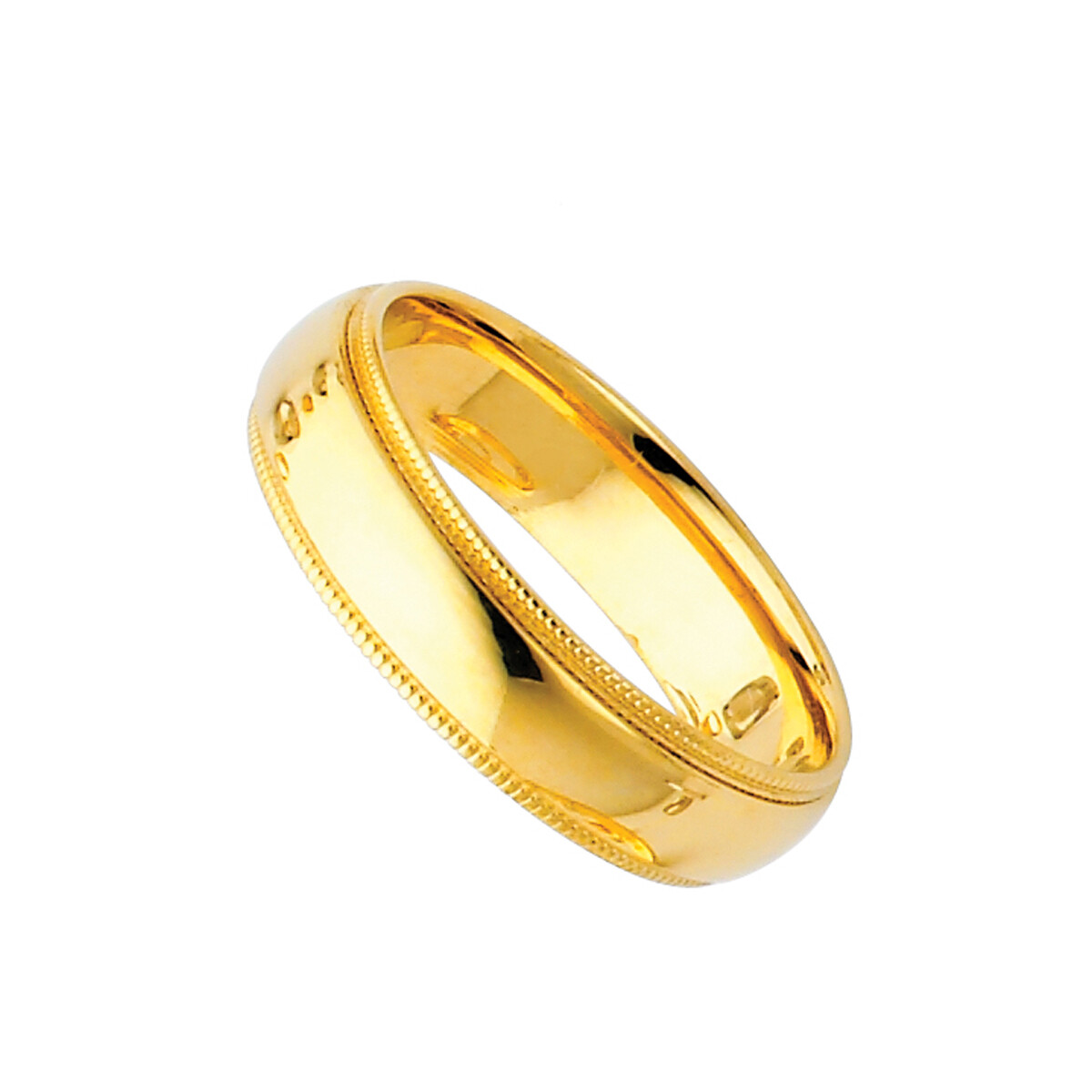 Pre-owned Td Collections 14k Yellow Gold 5mm Classic Light Comfort-fit Dome Milgrain Wedding Band
